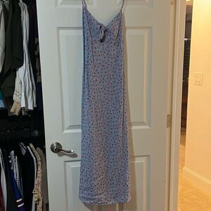 Brand New ZARA Dress - Light Blue Floral Dress w Tie front & Low Back - NWT
